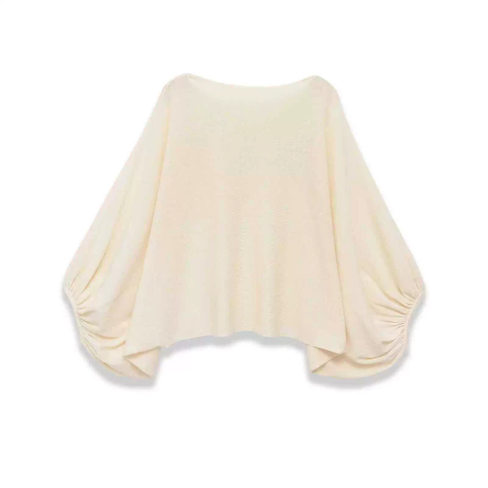 ZARA Fall Simple Versatile Long Sleeve Boat Neck Knit Top - Picture 2 of 4